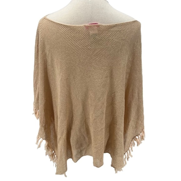 Lilly Pulitzer Gold Metallic Fringed Poncho Wrap One Size Women's - Picture 3 of 7
